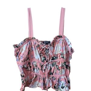 INC International Concepts Pink Floral Crop Top